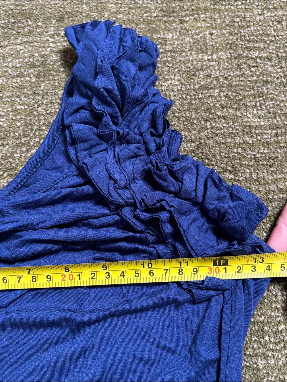 a'gaci Navy Blue One-Shoulder Ruffle Top - Picture 4 of 6